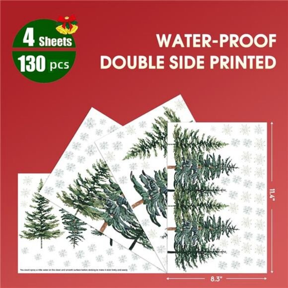 130 PCS Christmas Window Cling Sticker, Trees Snow for Home Party Supplies - Picture 4 of 7